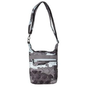 Lug Skipper Bag RFID in Black and Gray Camouflage Crossbody Adjustable strap